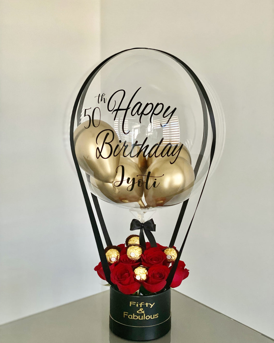 Customized Hot Air Balloon Box (Roses with Chocolates)