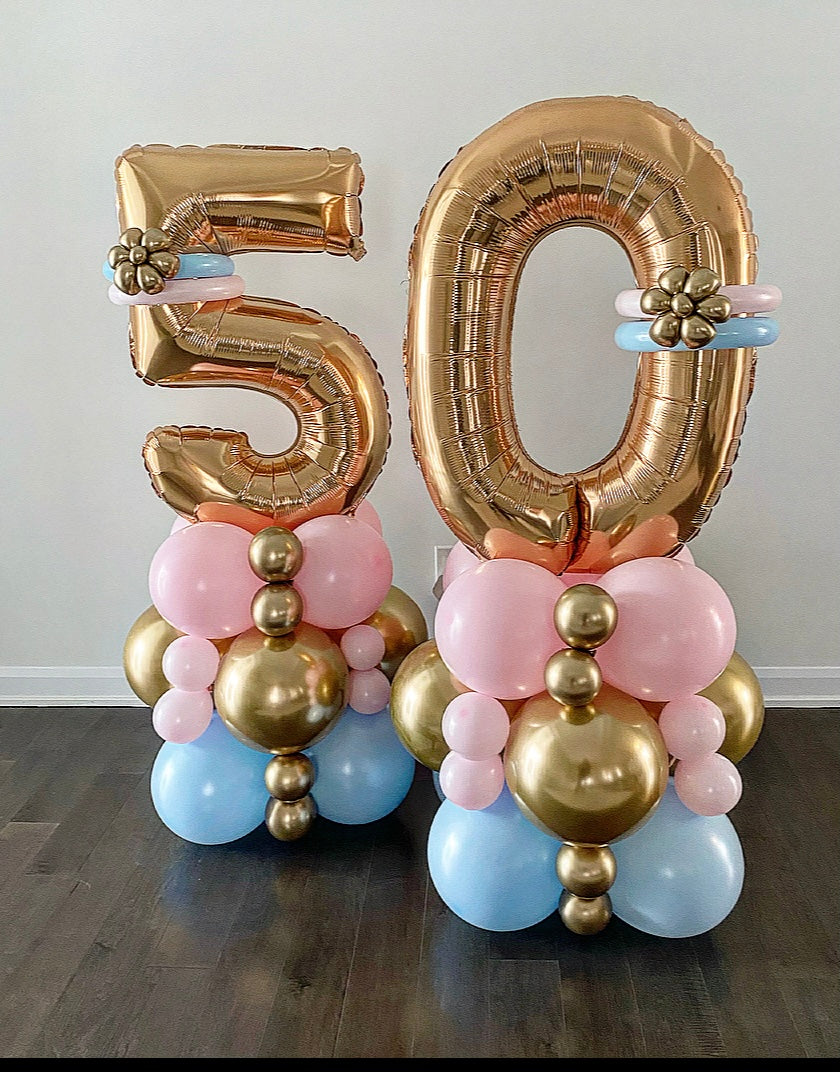 Mini Balloon Tower with ONE Decorated Number